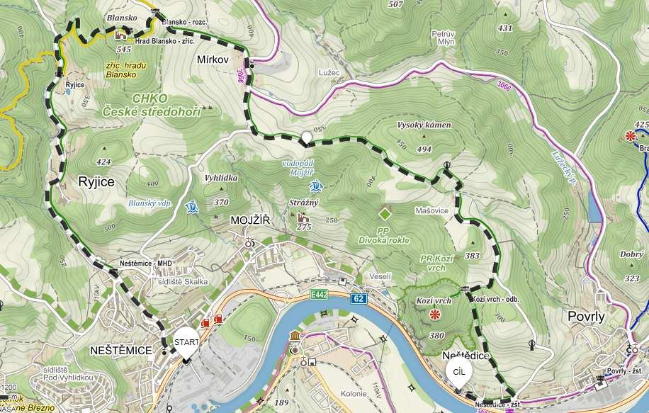 1. termín výletu : 1.května STŘEDA Prvomájový výstup na Kozí vrch (KČT odbor Loko Ústí n. L.- 72.ročník ) Trasa 1 : 14 km Neštěmice žel.st. - T.zelená Ryjice - Blansko zřícenina hradu (545m) - T.