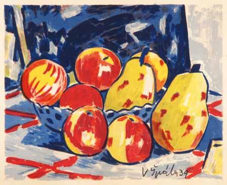 17 Václav Špála (1885 1946) Zátiší s jablky a hruškami litografie, 1939, 32 x 40 cm, sign.