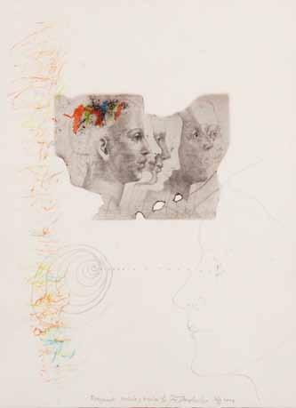 2 1 1 Jiří Anderle (1936) Fragment lept, pastel, papír, 2002, 32 x 23,5 cm, rám, DU popsáno autorem: Fragment varianta s kresbou 1/1.