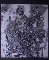 Jeho zralá tvorba zaznamenala kladné ohlasy i v zahraničí 74 74 Miroslav Štolfa (1930 2018) Město linoryt, 2001, 31 x 27,5 cm, sign. PD Miroslav Štolfa 01, č.