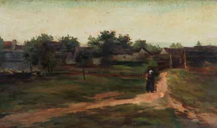 143 Václav Brožík (1851 1901) Na cestě 143 143 olej na dřevě, kolem r. 1886, 26 x 44 cm, sign. LD VBrožík, rám, přiložen odborný posudek PhDr.
