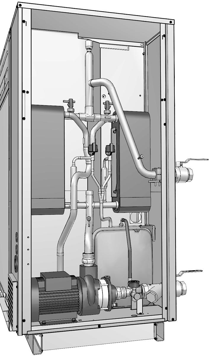 4.4.. Huvudkomponenter till hydromodulen Funktionsdiagram för hydraulutrymmet (panel 3) Hydraulutrymme (panel 3) A C 3 4 4 B RT R4T 3 D 7 3 5 9 6 RT 8 E 6 R3T 6 8 7 6 4.