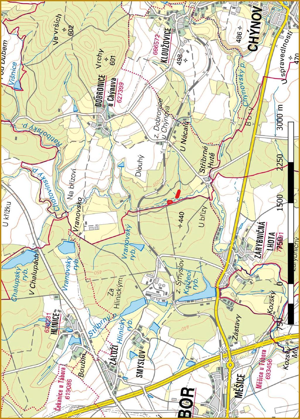 Příloha M1-a: Orientační mapa s vyznačením území - širší