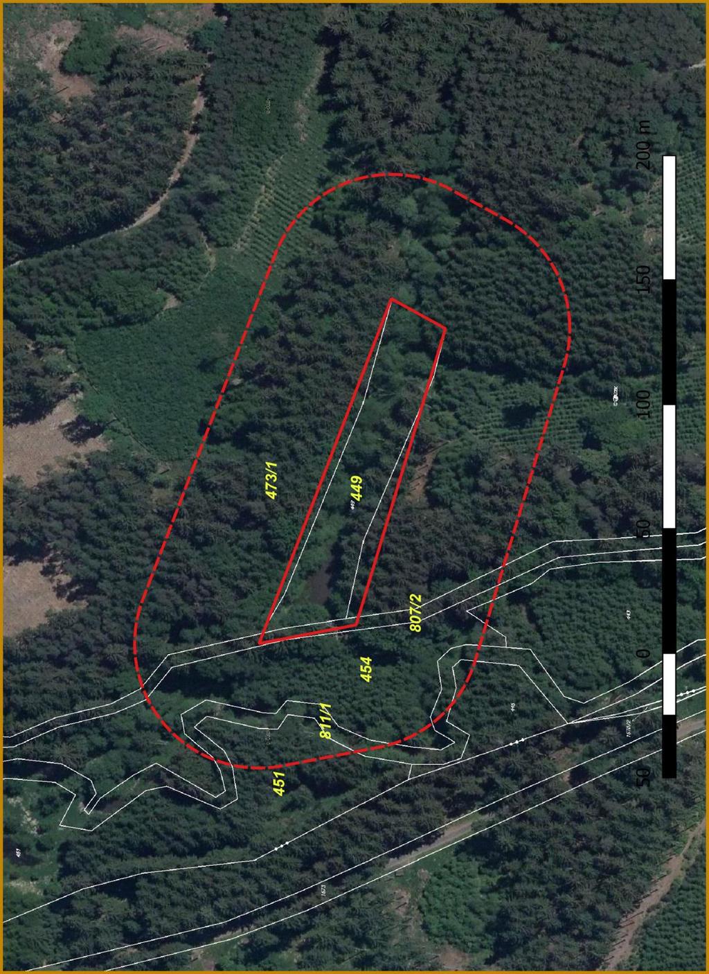 Příloha M2-a: Katastrální mapa se zákresem stávajícího vymezení ZCHÚ a