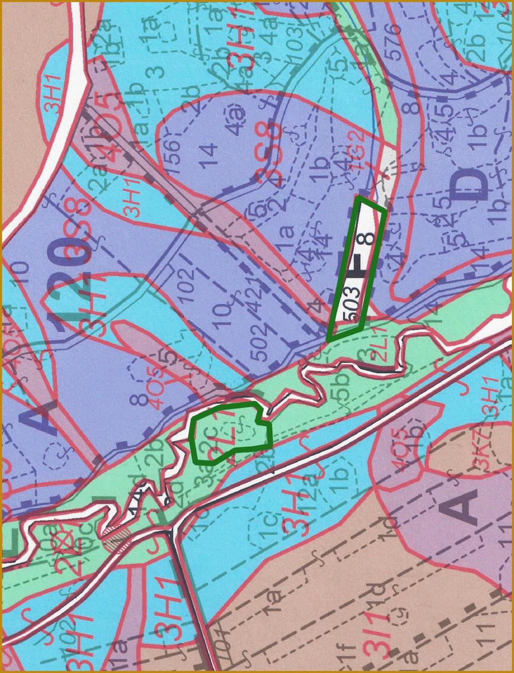 Příloha M4: Lesnická mapa typologická Legenda 1G2 vrbová olšina mokřadní 2L1 potoční luh pahorkatinný 3H1 hlinitá dubová bučina šťavelová 3K7 kyselá dubová