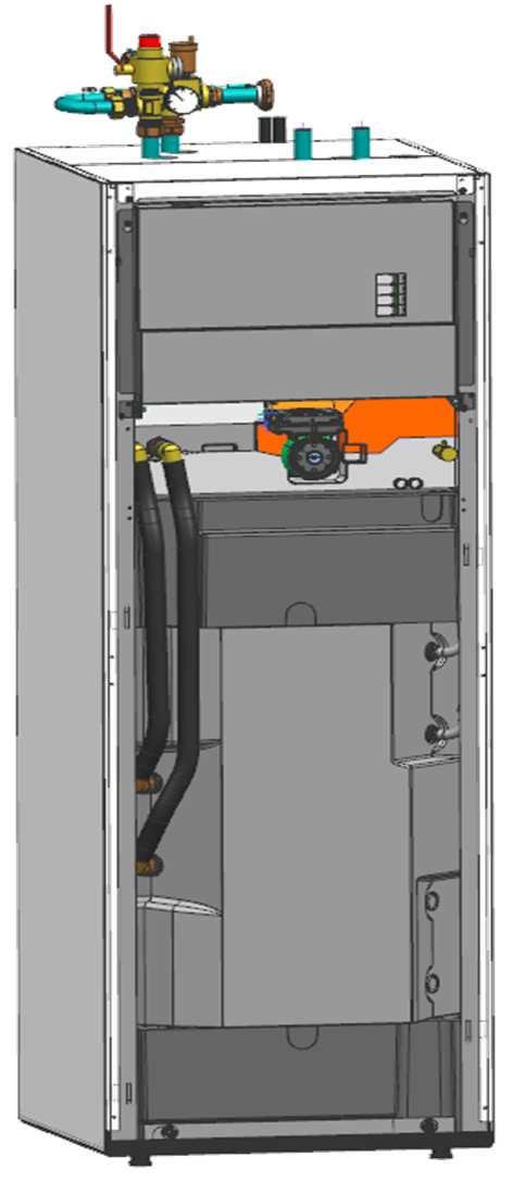 Jedinečná vnitřní jednotka AirModule Vše v jednom Zásobník teplé vody 190 l Nízkoenergetické oběhové čerpadlo Elektrokotel 9, resp.15 kw Expanzní nádoba 1800 Zásobník z nerezové oceli 1.