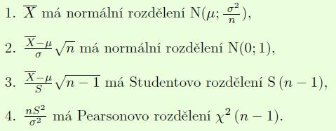 Náhodný výběr z normálního rozdělení Nechť X má normální rozdělení