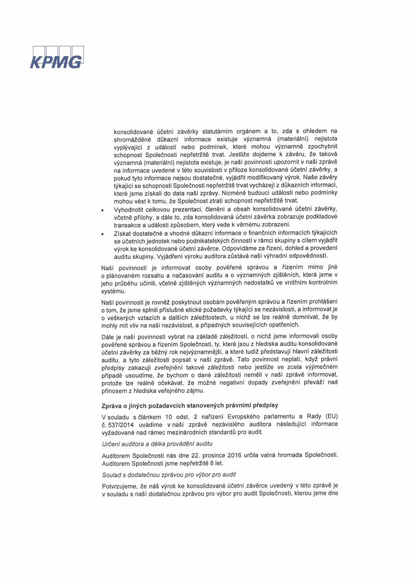 Zpráva nezávislého auditora ke konsolidované