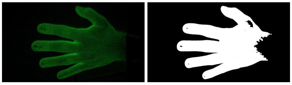 Figure 2.1: The original one is on the left. Thresholding result is shown on the right. Flood Fill Another basic segmentation algorithm is called flood fill.