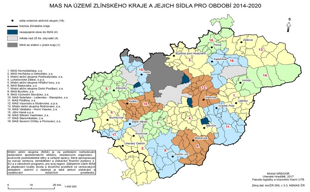 Dynamizace strategických částí Obr. 4. MAS na území Zlínského kraje.
