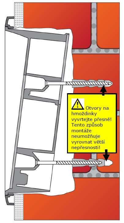 Zapuštěná montáž klasické zdivo Pokud použijete sadu pro zazdění, postupujte podle návodu k této sadě.