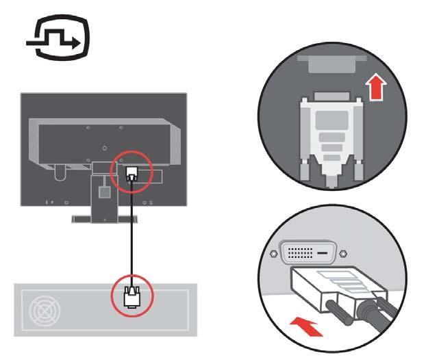 3. Připojte kabel digitálního signálu k portu videa na zadní straně počítače. Poznámka: Jeden konec kabelu signálu je již připojen k monitoru. 4.