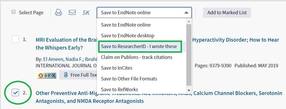 Podle identifikátoru lze vyhledávat v Basic Search, z rolovátka je potřeba vybrat Author Identifiers a vložit id: 20 ResercherID můžete přiřadit ke své práci nejen