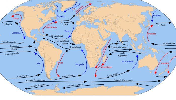 Podnebí Co všechno ovlivňuje podnebí? Znázornění oceánských proudů. Zdroj: https://blogs.egu.