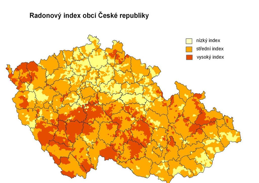 Příloha 3: Radonový index obcí České republiky Zdroj: