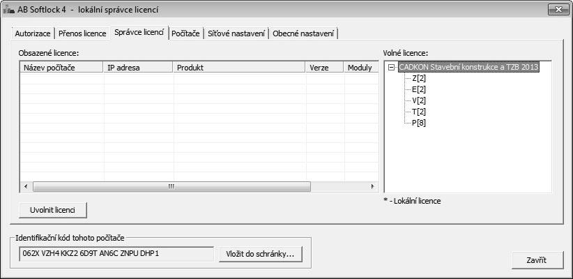 Vyhledání správce licencí na síti nastavení pro klienta Na počítači, kde je instalován lokálně CADKON TZB, který bude využívat plovoucí síťovou licenci je nutné provést následující nastavení.