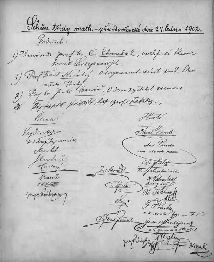 Jaroslava Hoffmannová: Přednášková činnost Královské české společnosti nauk 1890 1952 Zápis o schůzi II.