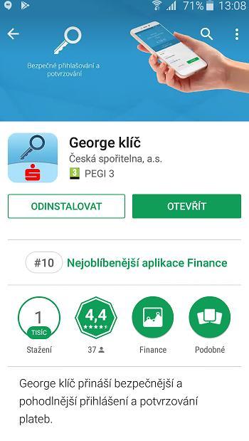 instalace úspěšná a aplikaci můžete