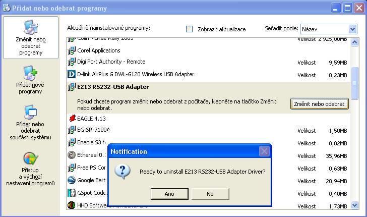 10. Po úspěšné instalaci se průvodce ukončí s hlášením o dokončení instalace: 3.3.2 Odinstalování ovladačů ve Windows XP V případě potřeby můžete jednoduše odinstalovat zařízení ze systému.