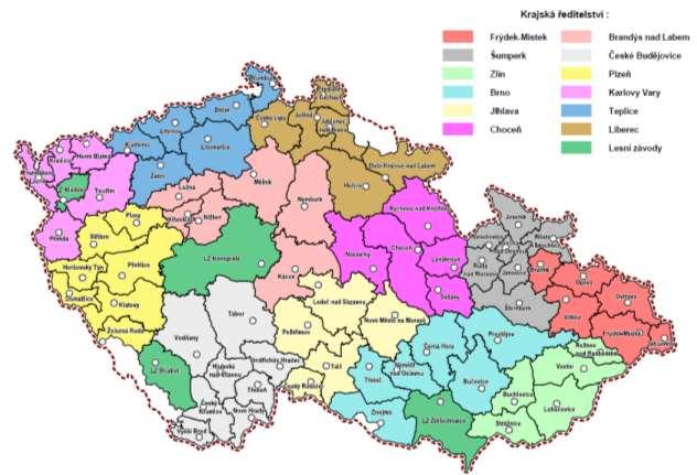 Organizační struktura LČR 12 krajských ředitelství (72 lesních závodů) 4 lesní závody Více než 3 000 zaměstnanců Odvody LČR do fondu