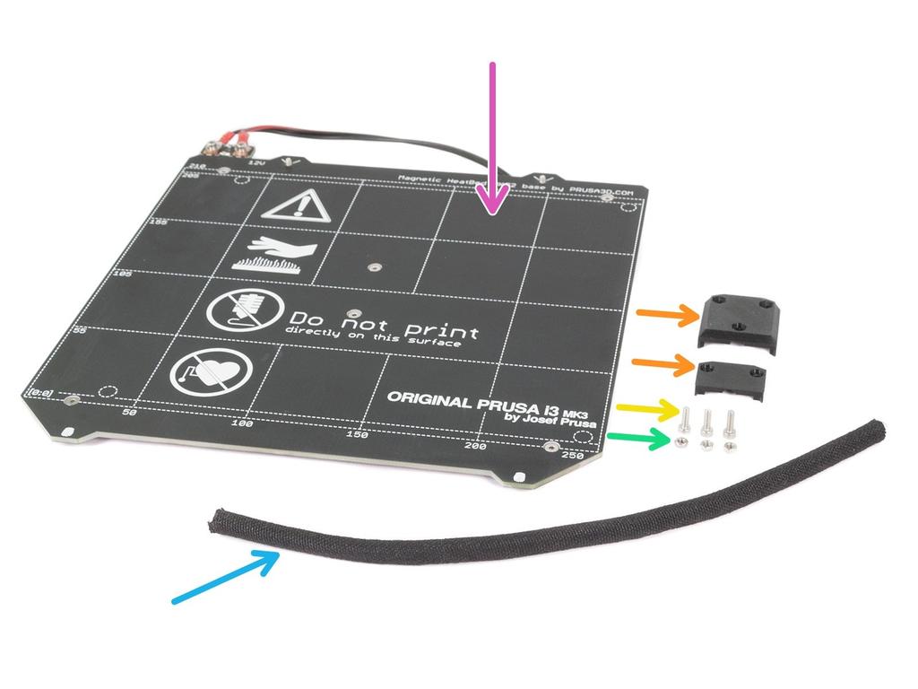 Step 6 Příprava vyhřívané podložky Pro následující kroky si prosím připravte: Vyhřívaná podložka MK52 (1x) Textilní rukáv pro organizaci