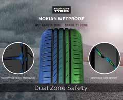 Akční nabídka letních pneumatik TECHNICKÉ VYLEPŠENÍ Nokian Powerproof Dual Safety Zone Koncept dvojí bezpečnostní zóny zajišťuje stabilitu a přes nou ovladatelnost na suchých a mokrých vozovkách.