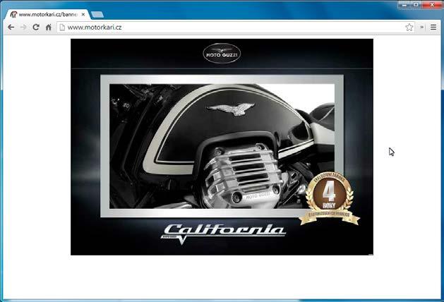 Reklama před vstupem na web Motorkáři.cz Jedná se o reklamní banner o i 700 500 px, který se zobrazí návštěvníkovi před vstupem na web www.motorkari.cz včetně všech jeho sekcí.