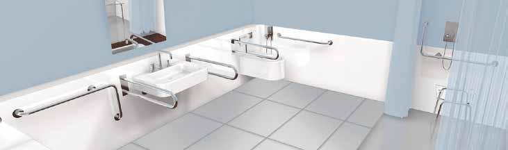 Kovové koupelnové doplňky vhodné pro starší, handicapované a pohybově omezené osoby.