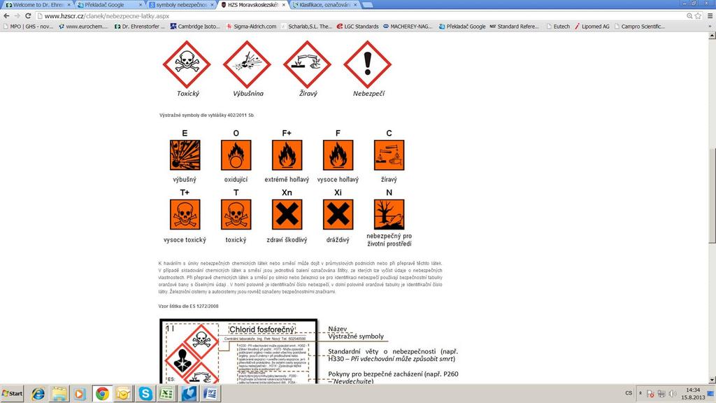 R-véty: S-véty: R11-Vysoce hořlavý R23/25-Toxický při vdechování a při požití S16: Uchovávejte mimo dosah zdrojů zapálení - Zákaz kouření S9: Uchovávejte obal