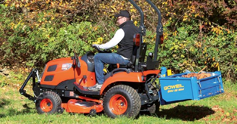 SKLOPNÉ LŽÍCE GHU 06 MINI ZÁKLADNÍ VYBAVENÍ od 8 20 kw (~ 10 25 PS) // užitečné zatížení až 700 kg Dvojčinný dvoustupňový teleskopický válec, stojící v tříbodovém rámu Tříbodový závěs Kat. 0 / Kat.