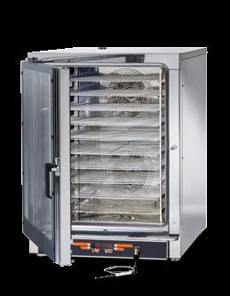 Horkovzdušné a konvekční pece CHLEBA Vnitřní ventilační systém PEČIVO Minutový časovač PIZZA Vyměnitelné těsnění HAMBURGER OSVĚTLENÍ RYBY MID 10 GN 1/1 H2O H 2 O MASO REGULACE PÁRY 10 AŽ 100 % NERONE