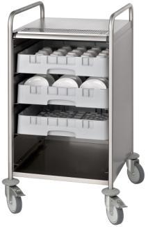 Čtyři zásuny na standardní koše na nádobí 500x500 mm. Možnost vybavení zadní a bočními stěnami.