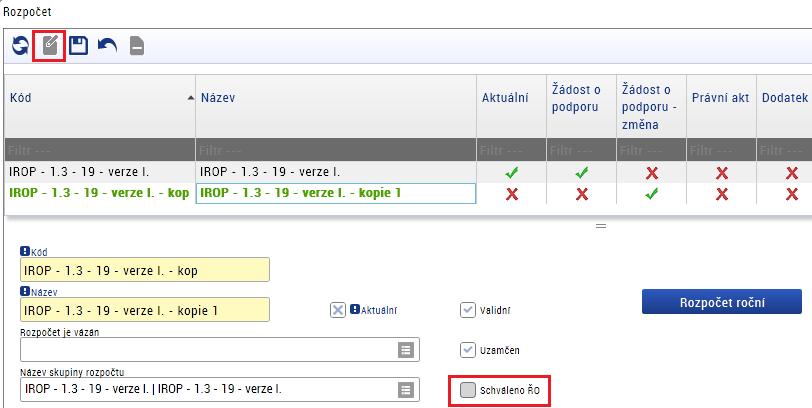 Schválit ji může uživatel s rolí Manažer projektu IN, konkrétně tuto akci provede schvalovatel daného projektu po kontrole doplněného projektu a rozpočtu.