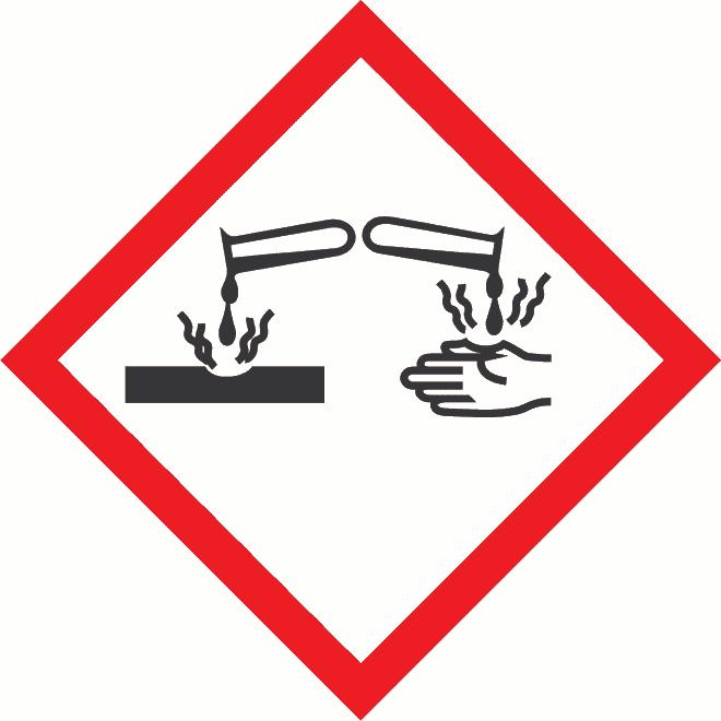 Výstražné symboly nebezpečnosti : Signálním slovem Standardní věty o nebezpečnosti Pokyny pro bezpečné zacházení : Nebezpečí : H315 Dráždí kůži. H318 Způsobuje vážné poškození očí.