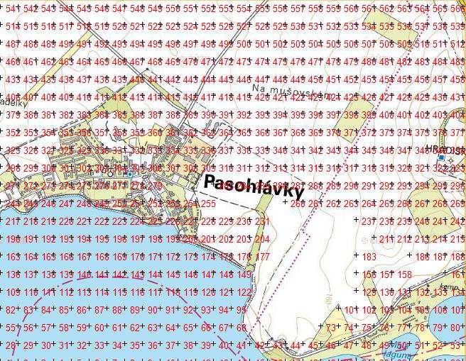Referenční body umístěné v nepravidelné síti bodů reprezentují obytné zástavby nebo významná místa v předmětné lokalitě. V následující tabulce č.