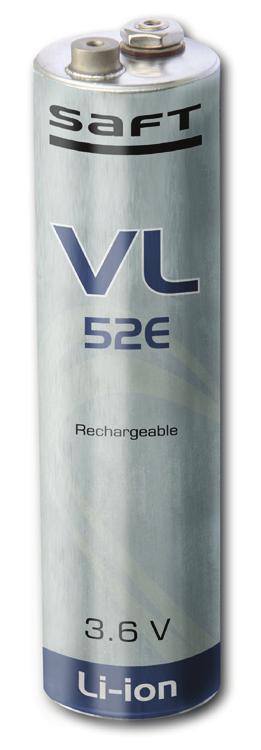 Rechargeable lithium-ion battery VL 52 E - high energy cell Benefits Excellent power density and specific energy 100% coulombic efficiency Low maintenance battery Long cycle life No memory effect