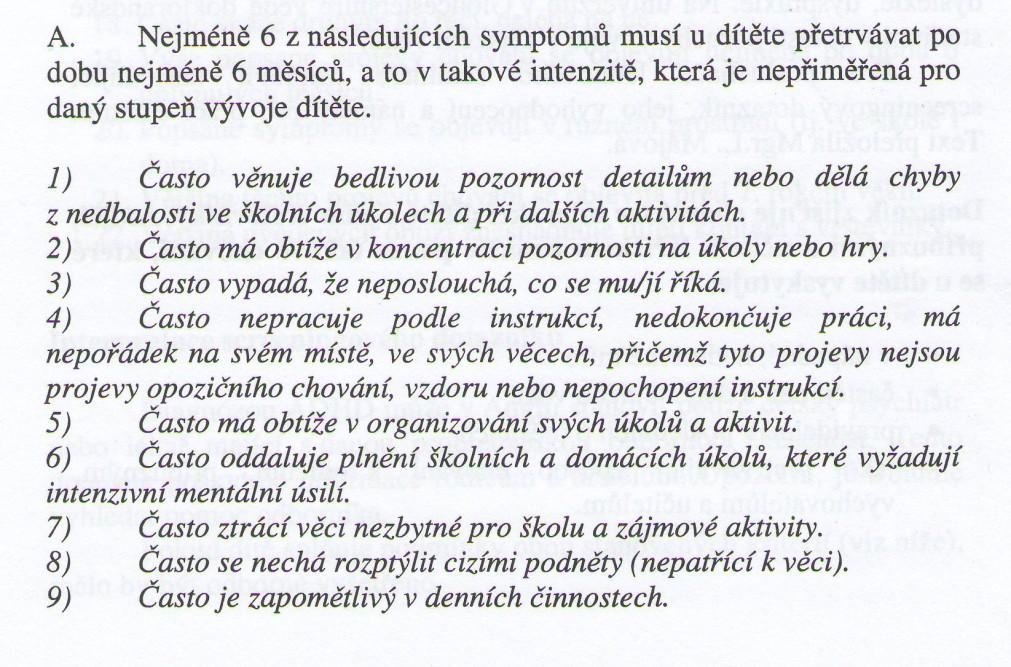 Kritéria ADHD Americké psychiatrické asociace