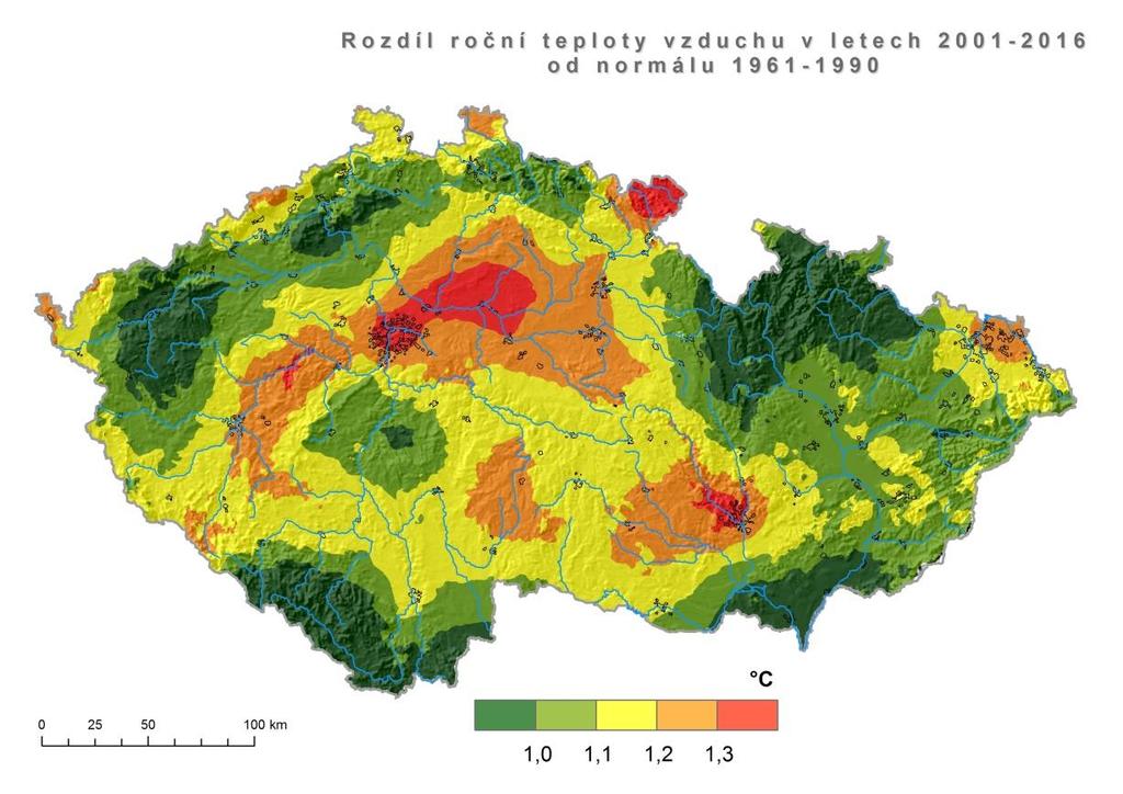 Vývoj průměrných teplot v kontextu Global