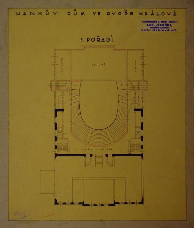 Obr. 28: Půdorys 1. pořadí, Karel Jarolímek 1923?