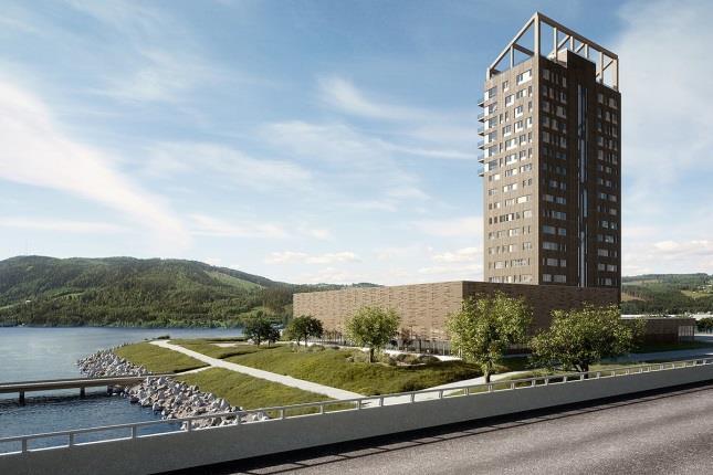 Norové staví další výškovou budovu ze dřeva Mjøstårnet, viz obr. 15, která má být dokončena v tomto roce. Tato budova má 18 podlaží a výšku 81 m. Obr.