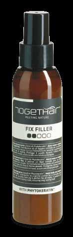 FIX FILLER GMO free NANOMATERIALS HOLD S PHYTOKERATINEM tested DERMATOLOGICALLY Ni, Cr, Co FIXACE 125 ml kod 19623 Texturizační sprej s Phytokeratinem dodává pevnost a objem jemným vlasům.