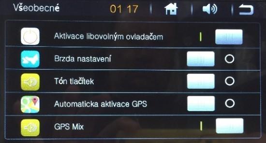 Základní nabídka NASTAVENÍ V nabídce NASTAVENÍ lze nastavit: VŠEOBECNÉ V nabídce VŠEOBECNÉ