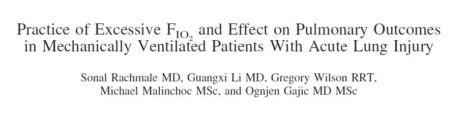 1 invasive mechanical ventilation for >48 hours 210 pacientů 1. skupina (n=155) 17 hodin hyperoxie FiO 2 > 0.5 i při SpO 2 >92% 2.