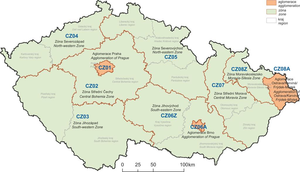 1. THE CZECH REPUBLIC Maps of networks of measuring sites in 2017 Specification of zones and agglomerations in the