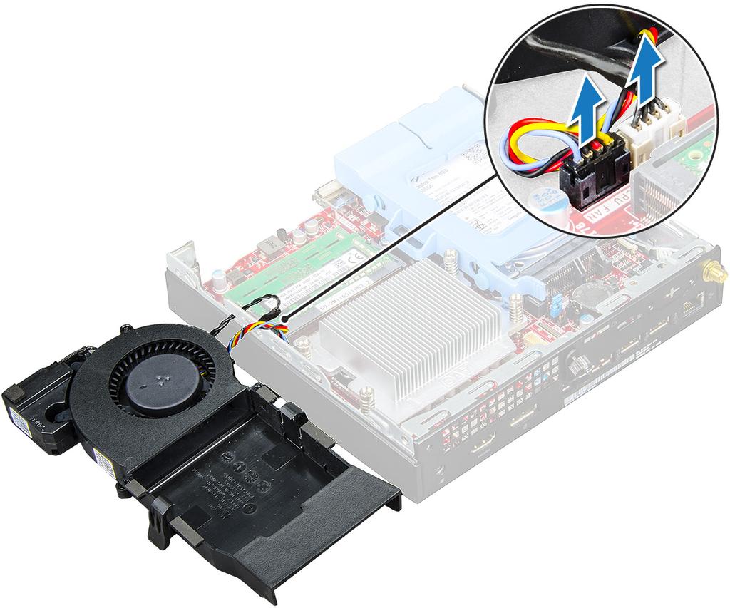 Instalace systémového ventilátoru 1 Připojte kabel ventilátoru a kabel systémového ventilátoru ke konektorům na základní desce.