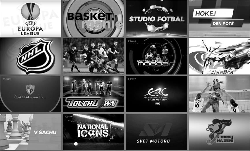 ČT SPORT - magazíny 9 Fotbal a hokej - 216 magazínů ročně Sportovní zprávy 1586 vysílání ročně Ostatní sporty 1434 magazínů ročně Muži všech věkových kategorií Celoročně výběr z 15 magazínů týdně