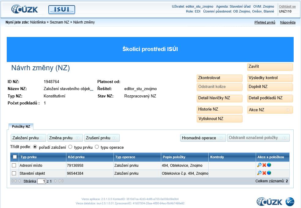 Obr. 9 Přesun tlačítka Doplnit NZ