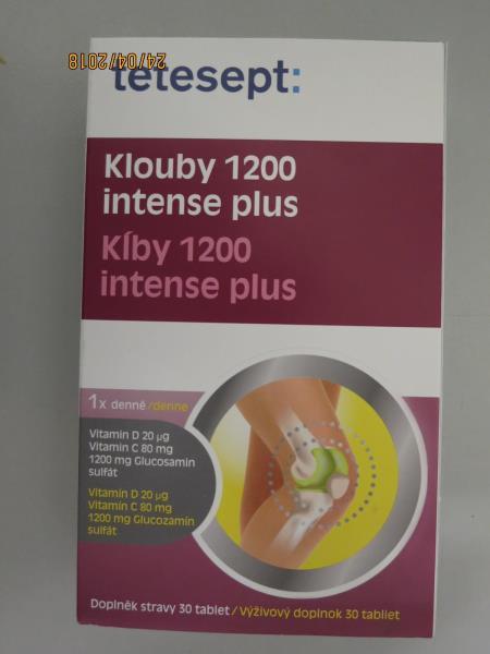 Falšovaná potravina tetesept: Klouby 1200 intense plus Výrobek obsahoval podstatně méně glukosamin sulfátu, než bylo uvedeno na obale Zjištěný obsah 891 mg/1tabl