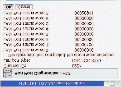 Figure 12. Run port diagnostics panel Set card mode The Set card mode panel is used to set the speed and mode of the OSA-ICC. Note: This panel does not show the way the card is currently set.
