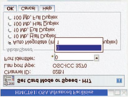 Figure 13. Set card mode panel Physical port identifier: Since there are multiple ports, a selection is made to specify which port speed to set. By default this field is set to zero.